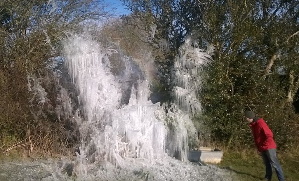 Broken Waterline Becomes Striking Ice Sculpture